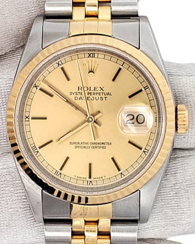 Rolex Datejust 36MM Champagne Dial Two-Tone Jubilee Bracelet (16233)