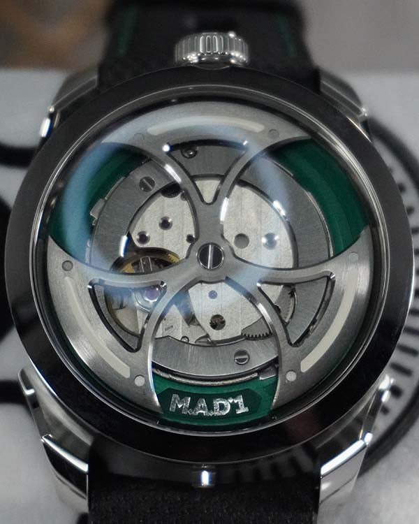 MB&F MAD Edition Green 1 42MM Skeleton Dial Leather Strap (M.A.D. 1)