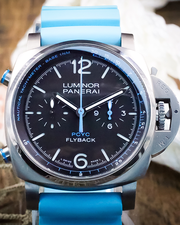 2019 Panerai Luminor 1950 Yacht Challenge Flyback Chronograph 44MM Black Dial Rubber Strap (PAM00764)