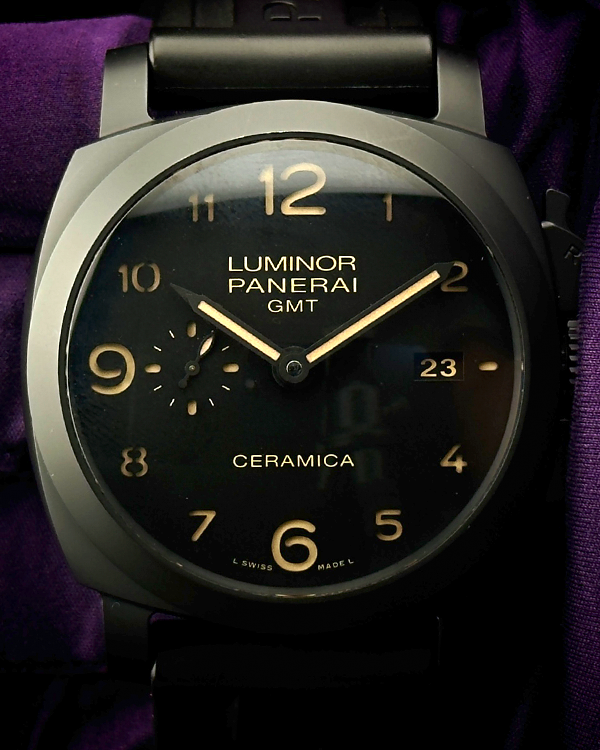 Panerai Luminor 1950 3 Days GMT 44MM Black Dial Rubber Strap (PAM00441)