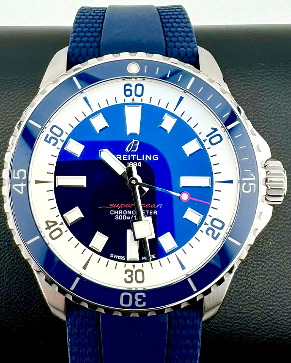 No Reserve - 2024 Breitling Superocean 42MM Blue Dial Rubber Strap (A17375E71C1S1)