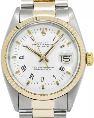 Rolex Datejust 36MM White Dial Two-Tone Oyster Bracelet (16000)