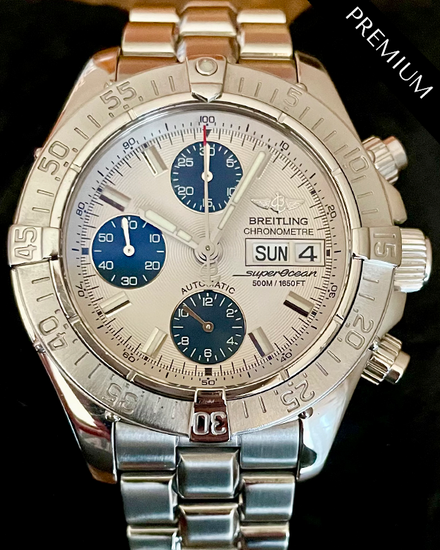 2005 Breitling Superocean Chronograph II 42MM Silver Dial Steel Bracelet (A1334011/G549)