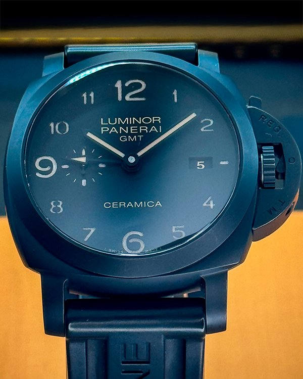 Panerai Luminor 1950 3 Days GMT 44MM Black Dial Rubber Strap (PAM00441)