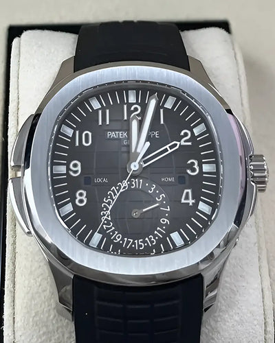 2018 Patek Philippe Aquanaut Travel Time 40.8MM Black Dial Rubber Strap (5164A-001)