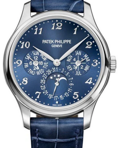 2020 Patek Philippe Grand Complications Perpetual Calendar 39MM Blue Dial Leather Strap (5327G-001)