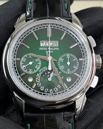 Patek Philippe Perpetual Calendar Chronograph Grand Complications 41MM Green Dial Leather Strap (5270P-0014)