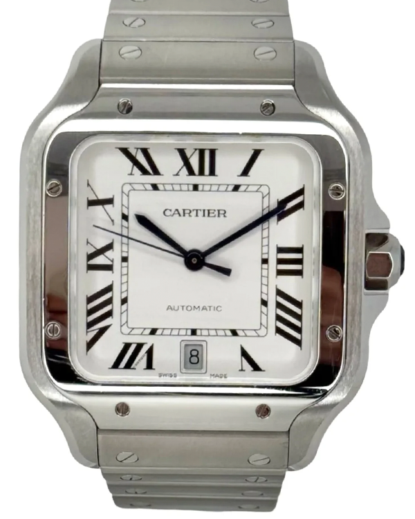 2023 Cartier Santos De Cartier 39.8x47.5MM Silver Dial Steel Bracelet (WSSA0018)