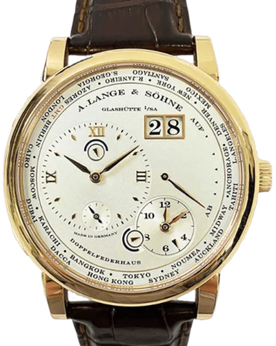 2012 A. Lange & Sohne Lange 1 Time Zone 41.9MM Silver Dial Leather Strap (116.032)