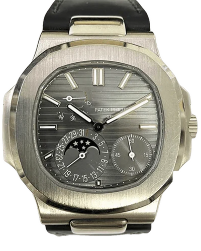 Patek Philippe Nautilus Moonphase 40MM Grey Dial Leather Strap (5712G-001)