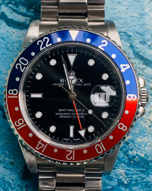 2001 Rolex GMT-Master II "Pepsi" 40MM Black Dial Oyster Bracelet (16710)