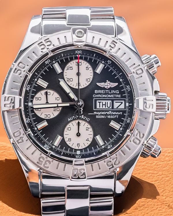 Breitling Superocean Chronograph II 42MM Black Dial Steel Bracelet (A13340)