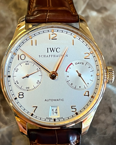 IWC Schaffhausen Portugieser 7-Day 42.3MM Silver Dial Leather Strap (IW500101)