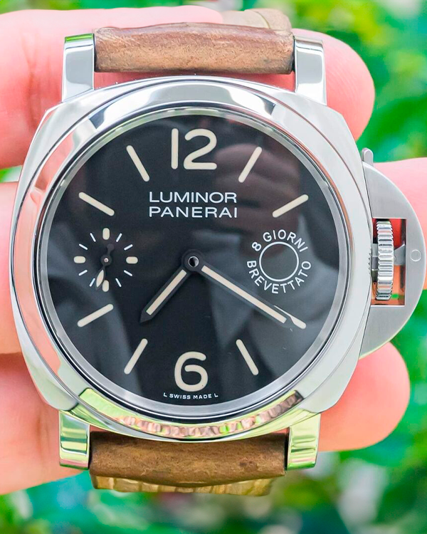 Panerai Luminor Marina 8 Days 44MM Black Dial Leather Strap (PAM00590)