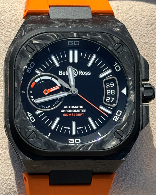 2023 Bell & Ross BR-X5 Carbon Orange L.E. 41MM  Black Dial Rubber Strap (BR-X5R-BO-TC/SRB)