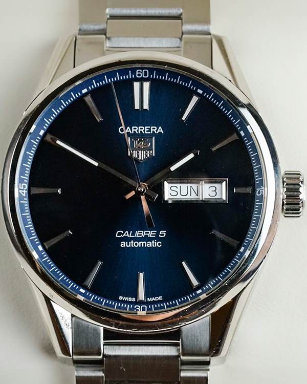 No Reserve - TAG Heuer Carrera Caliber 5 41MM Blue Dial Steel Bracelet (WAR201E.BA0723)