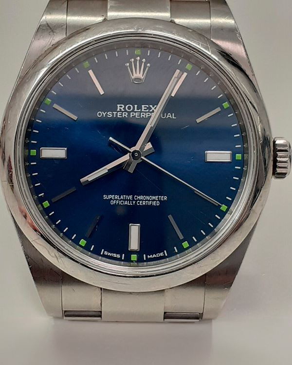 Rolex Oyster Perpetual 39MM Blue Dial Oyster Bracelet (114300) – Grailzee