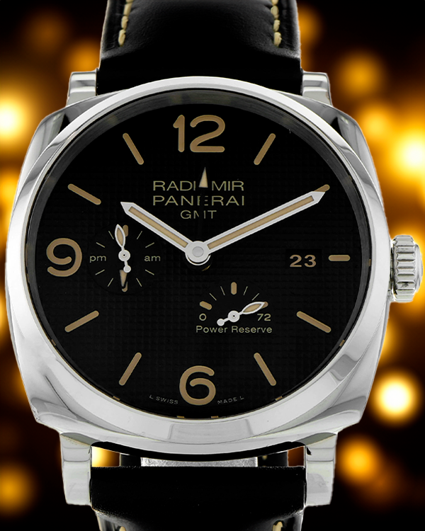 Panerai Radiomir 1940 3 Days GMT 45MM Black Dial Leather Strap (PAM00628)