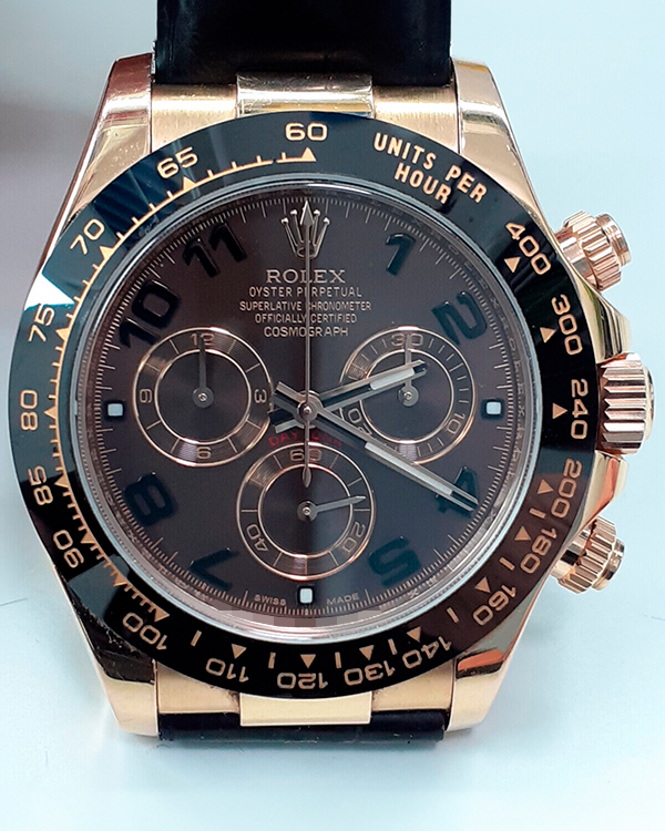 Rolex Cosmograph Daytona 40MM Chocolate Dial Leather Strap (116515LN)