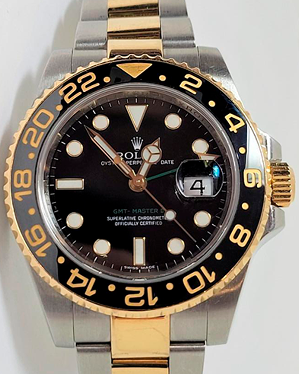 2009 (V Serial) Rolex GMT-Master II 40MM Black Dial Two-Tone Oyster Bracelet (116713)