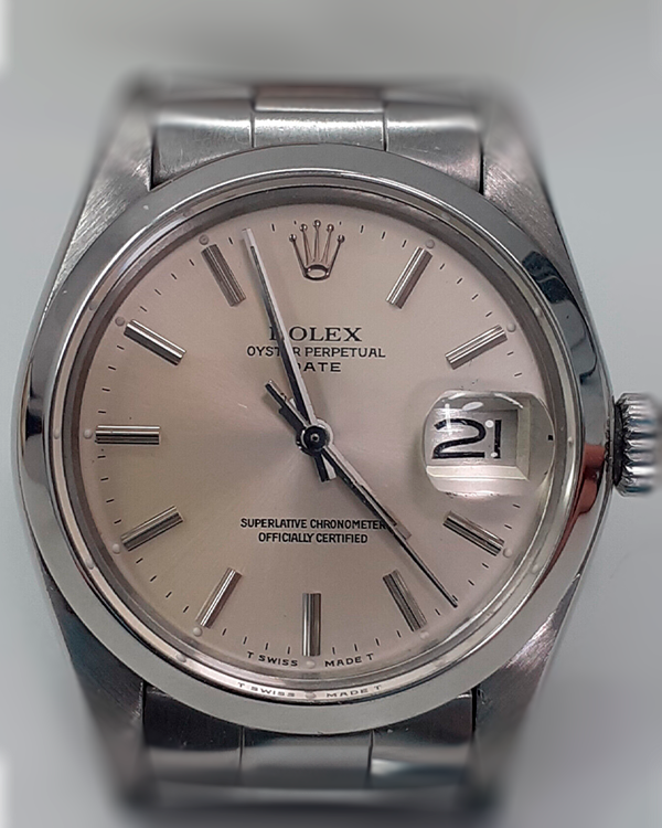 Rolex Oyster Perpetual Date 34MM Silver Dial Steel Bracelet (1500)