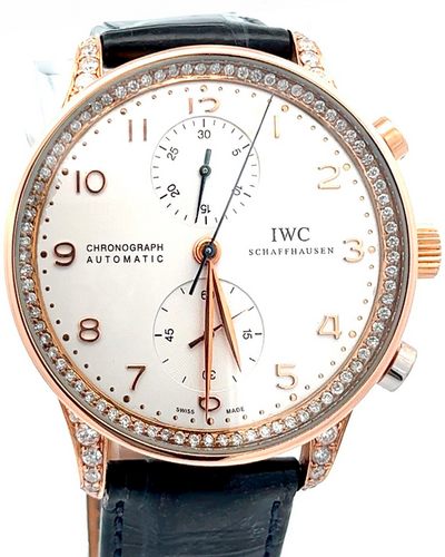 IWC Schaffhausen Portugieser Chronograph 41MM Silver Dial Leather Strap (IW371486)