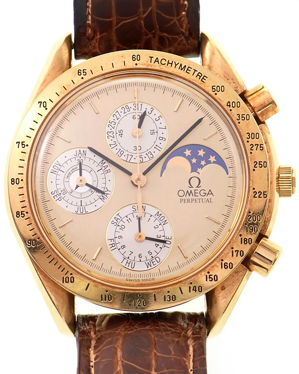 Omega Speedmaster Perpetual Calendar 37MM Gold Dial Leather Strap (3650.10.20-175.0037)