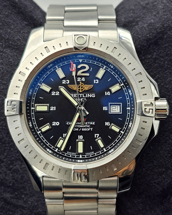 Breitling Colt Automatic 44mm Black Dial Leather Strap Mens Watch - A1738811/BD44/435X