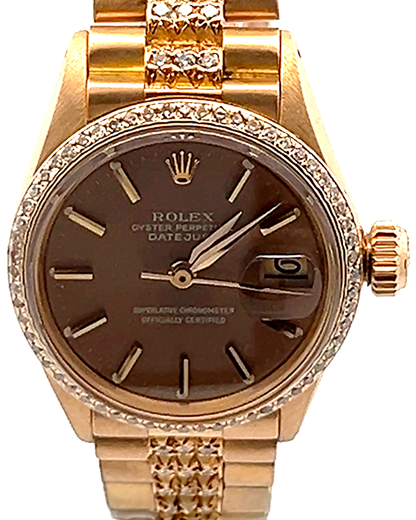 Rolex Lady-Datejust 26MM Brown Dial Dial President Bracelet (69178)