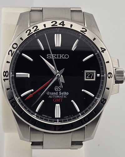 Grand Seiko Automatic GMT 39MM Black Dial Steel Bracelet (SBGM027)