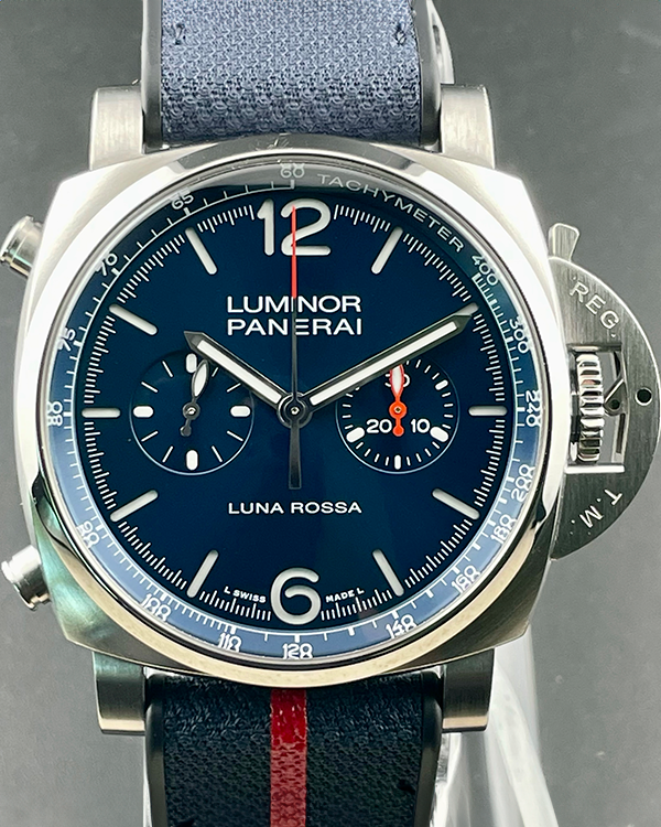 2022 Panerai Luminor Chrono Luna Rossa L.E 44MM Blue Dial Textile-Rubber Strap (PAM01303)