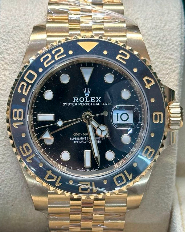 2023 Rolex GMT-Master II 40MM Black Dial Yellow Gold Jubilee Bracelet (126718GRNR)