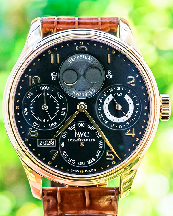 IWC Schaffhausen Portuguese Perpetual Calendar 44.2MM Black Dial Leather Strap (IW502102)