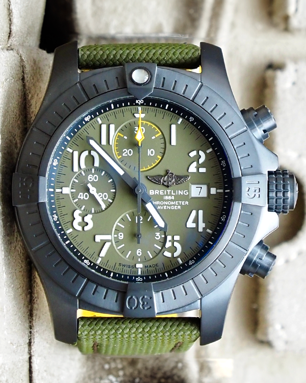 Breitling Avenger Night Mission 45 MM Green Dial Textile Strap (V13317)