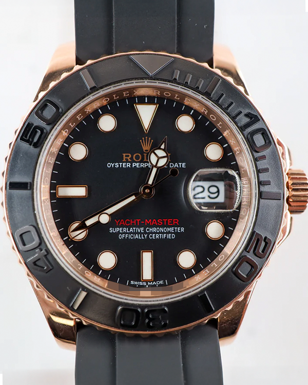 Rolex Yacht-Master 40MM Black Dial Oysterflex Strap (116655)