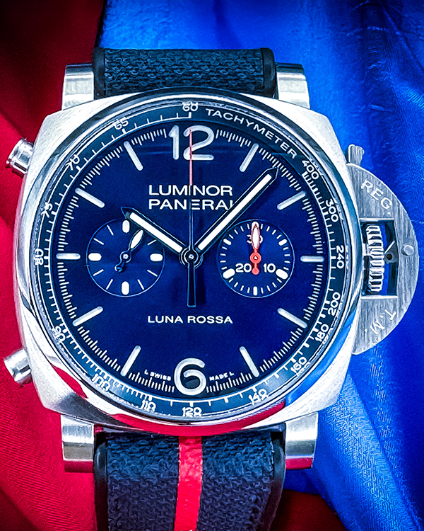 2022 Panerai Luminor Chrono Luna Rossa Limited Edition 44MM Blue Dial Textile/Rubber Strap (PAM01303)