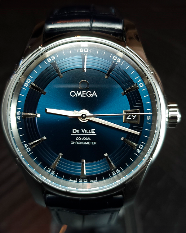 Omega De Ville Hour Vision 41MM Blue Dial Leather Strap (431.33.41.21.03.001)