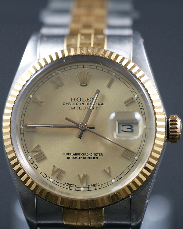 Rolex Datejust 36 Jubilee Bracelet 36MM Yellow Gold And Oystersteel Champagne Roman Dial (16013)