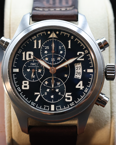 2017 IWC Schaffhausen Pilot Double Chronograph "Le Petit Prince" L.E. 44MM Blue Dial Leather Strap (IW371807)