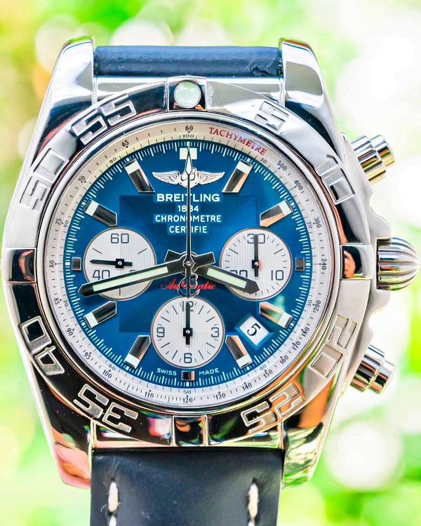 Breitling Chronomat 44MM Blue Dial Leather Strap (AB011011/C788)