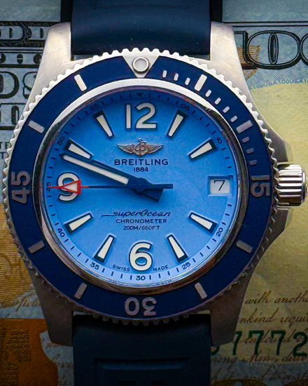 2019 Breitling Superocean 36MM Blue Dial Rubber Strap (A17316D81C1S1)