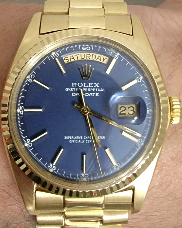 1970 Rolex Day-Date Vintage 36MM Blue Dial Yellow Gold President Bracelet (1803)