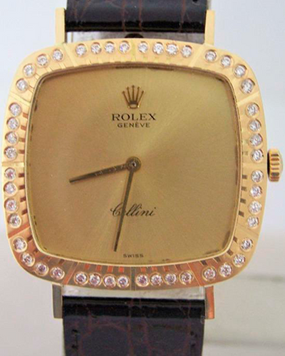 Rolex Cellini Vintage 30MM Gold Dial Leather Strap (4320)