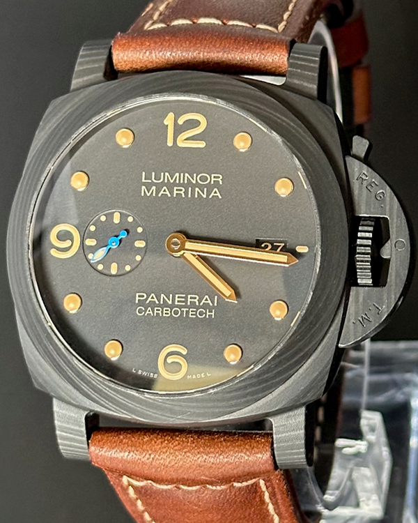 No Reserve - 2016 Panerai Luminor Marina 1950 Carbotech 44MM Black Dial Leather Strap (PAM00661)