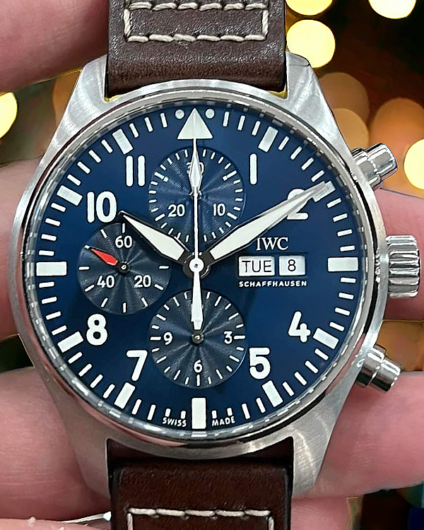 2016 IWC Schaffhausen Pilot Chronograph "Le Petit Prince" 43MM Blue Dial Leather Strap (IW377714)