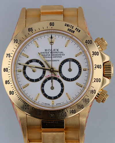 Rolex Cosmograph Daytona "Zenith" 40MM White Dial Yellow Gold Bracelet (16528)