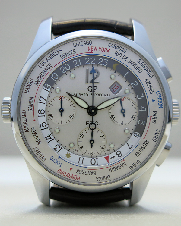 2007 Girard Perregaux WW.TC L.E. 43MM Silver Dial Leather Strap (49805.11.151.BA6A)