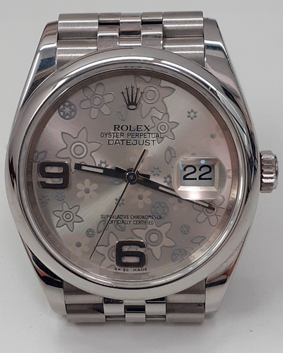 Rolex Datejust 36MM Silver Floral Dial Steel Jubilee Bracelet (126200)