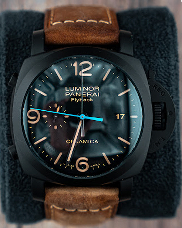 Panerai Luminor 1950 3 Days Chrono Flyback 44MM Black Dial Leather Strap (PAM00580)