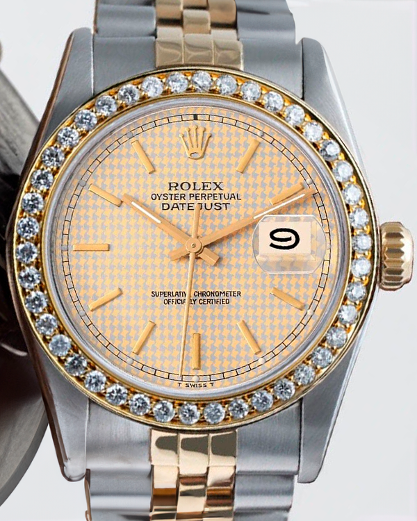 Rolex Datejust 31MM Houndstooth Champagne Dial Two-Tone Jubilee Bracelet (68273)